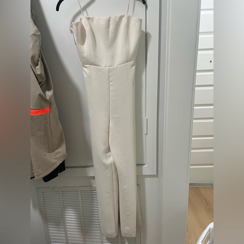 Aritzia Cream Wide Leg Jumpsuit